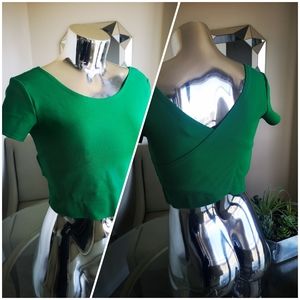 Forever 21 Green Wrap Back Crop Top